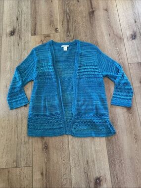 North Style | Blue Open-Front Knit Cardigan Sweater | Aqua Blue | size L